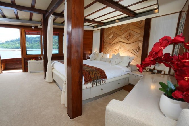 The Master suite aboard luxury yacht LAMIMA