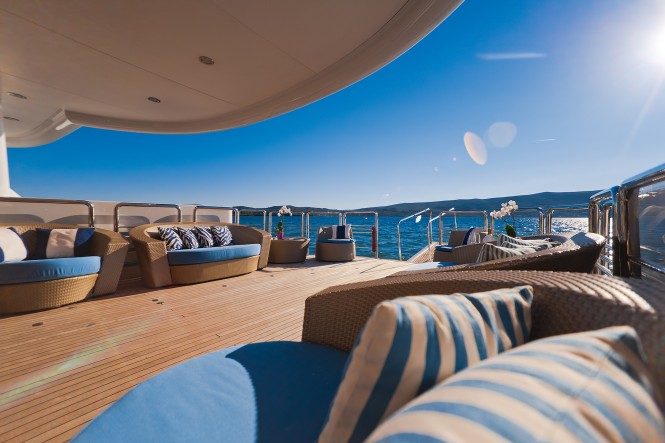 Aft deck view of catamaran SPIRIT