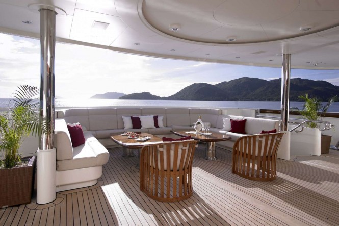 Al fresco on the main deck of luxury yacht ANNA - Photo credit Feadship