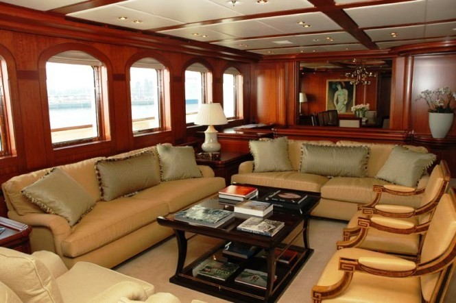 The main salon aboard luxury yacht ATHENA