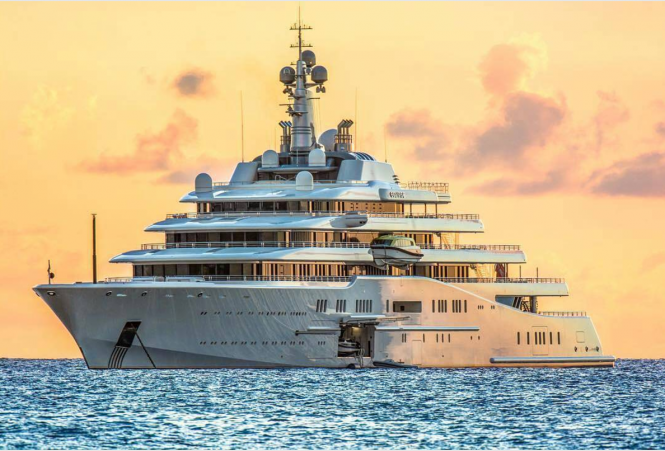 M:Y Eclipse anchored in the waters of the Caribbean, Photo credit Chip Methvin