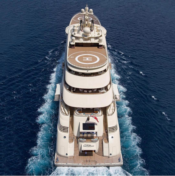 Mega Yacht Dilbar. Photo via @boss_yachting