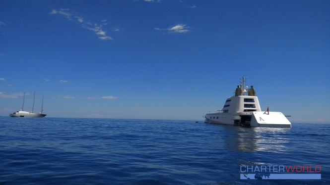 First Photos of Sailing Yacht A Cruising with Motor Yacht A