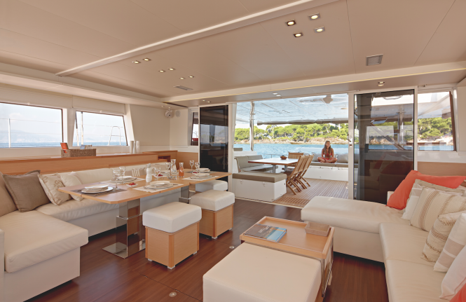 Luxury catamaran ENIGMA - Salon view aft