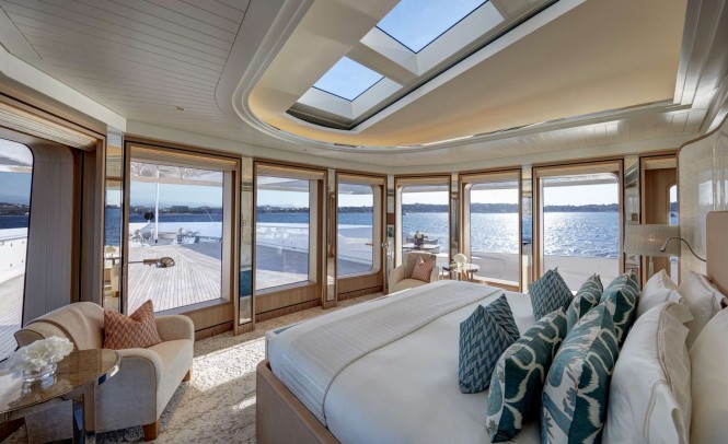 Luxury yacht JOY - Master suite. Image credit Feadship
