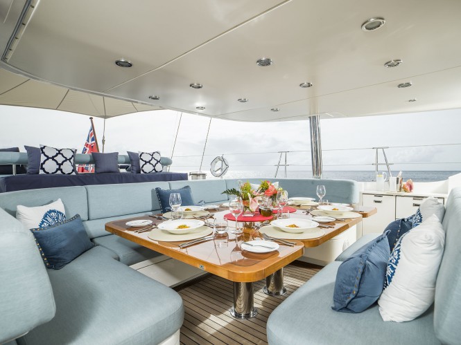 Luxury yacht TWILIGHT - Alfresco dining in the cockpit