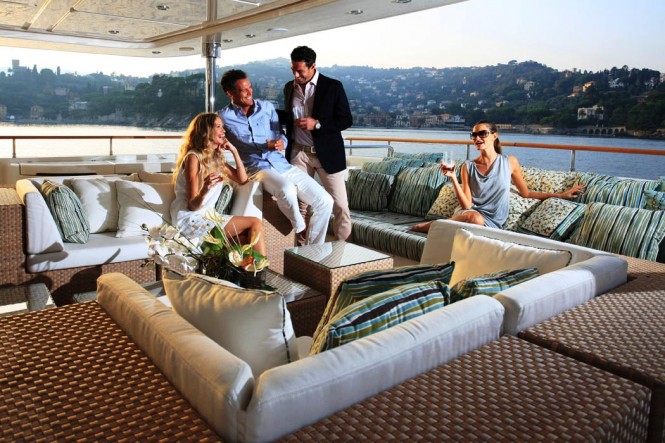 Main deck aft aboard motor yacht HANA