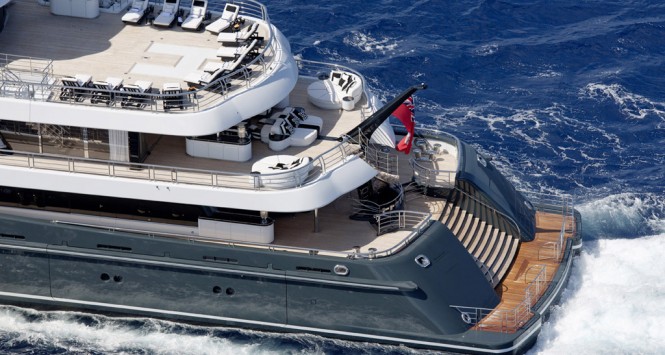 PHOENIX 2 view of aft decks and transom - Photo credit Lurssen