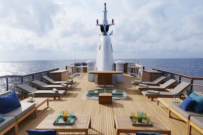 Sunbathing in style aboard MENORCA - Photo credit Mare e Terra