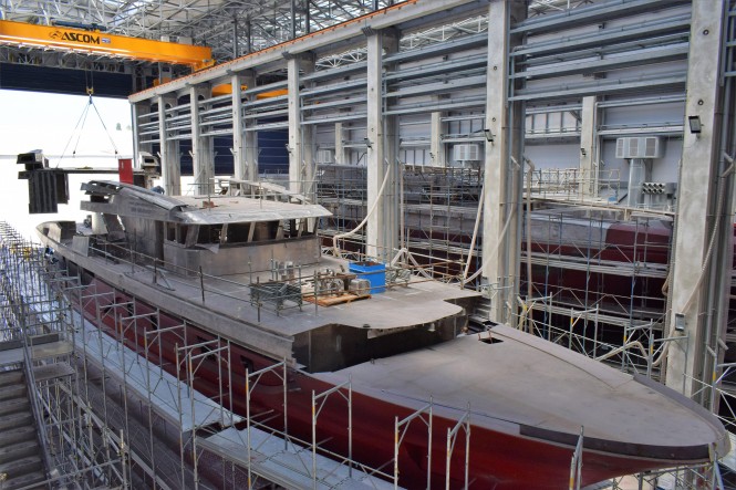 Andiamo sistership Hull 10228 in construction at Baglietto shipyard