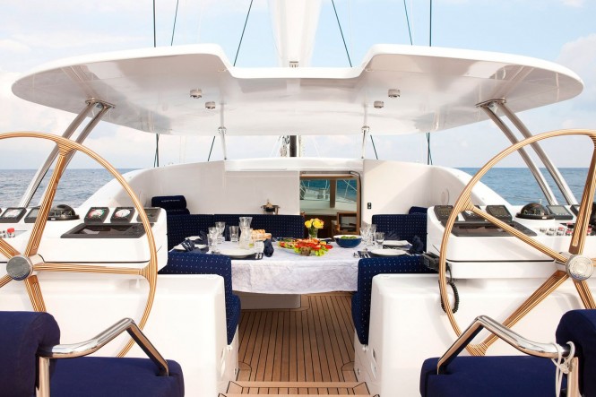 Superyacht NOSTROMO - Alfresco dining in the cockpit