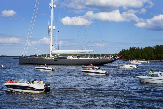 Superyacht PINK GIN VI among the 100 strong motor boat flotilla