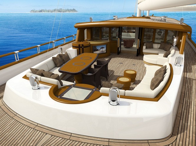 Superyacht ZANZIBA - Alfresco dining in the cockpit
