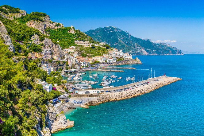 Postcard View Of Amalfi Coast, Campania, Italy