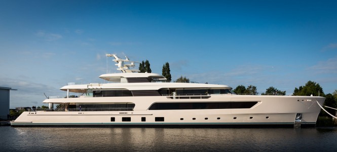 Feadship hull 696 unveiled at Aalsmeer shipyard