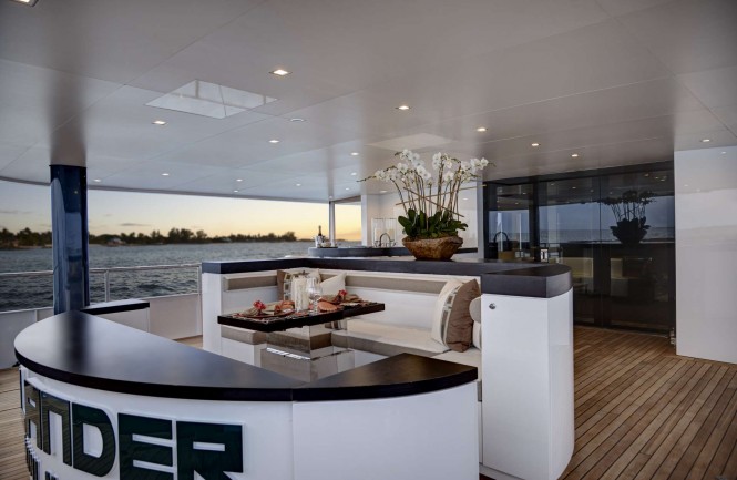 Main deck aft aboard luxury yacht HIGHLANDER