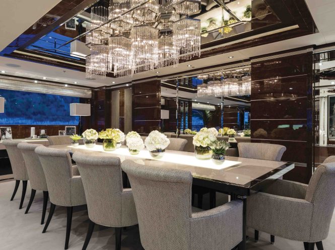Formal dining aboard superyacht 11.11
