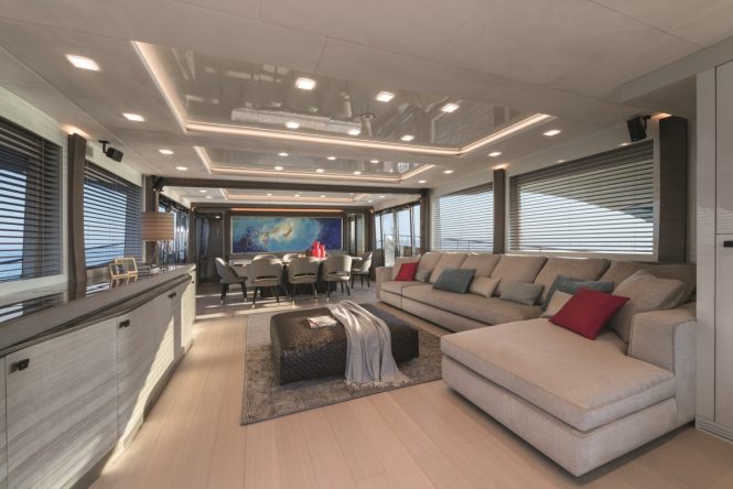 Motor yacht MCY 96 - Main salon. Photo credit Monte Carlo Yachts