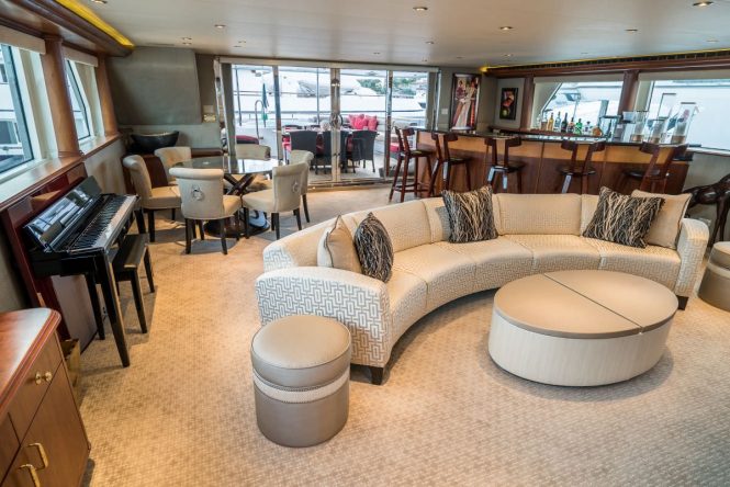 The skylounge aboard luxury yacht NICOLE EVELYN