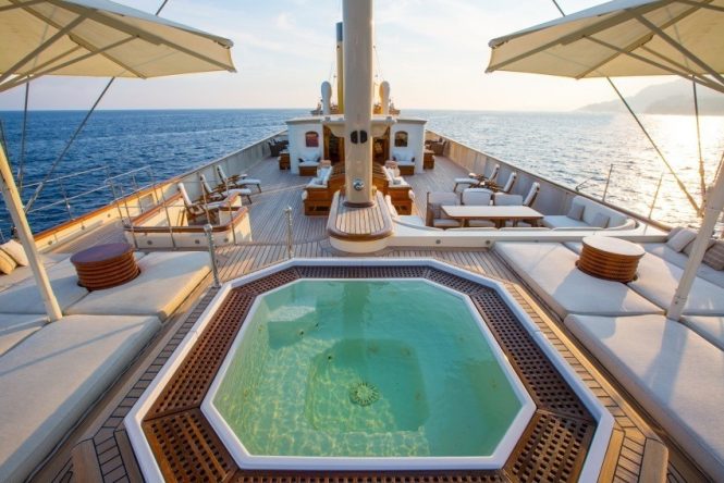 Jacuzzi and spacious deck area