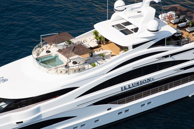 Luscious luxury yacht ILLUSION V available for New Year Bahamas and Caribbean charters