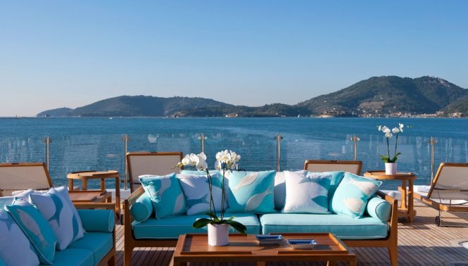 Charter beautiful beach club-style superyacht Ramble on Rose in the Caribbean and Bahamas 