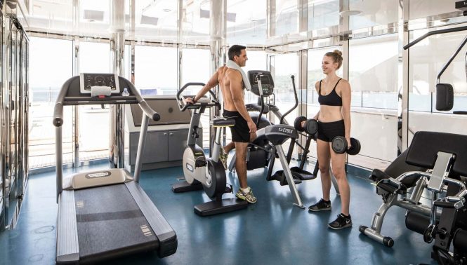 Onboard gym with amazing views aboard TITANIA
