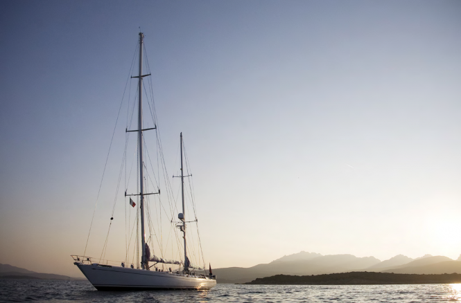 Newly-refitted classic Royal Huisman Sailing Yacht CYCLOS II for charter in the West Med