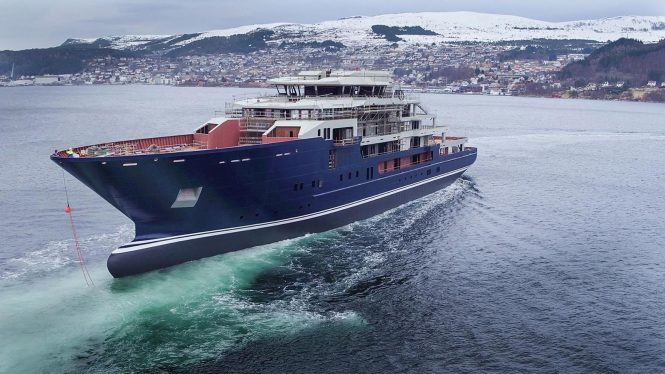The 116m Mega Yacht Ulysses undergoing sea trials