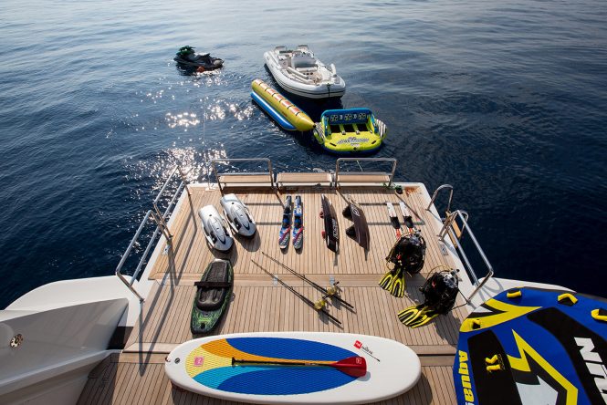 Amazing array of water toys at charter guests disposal during the holidays