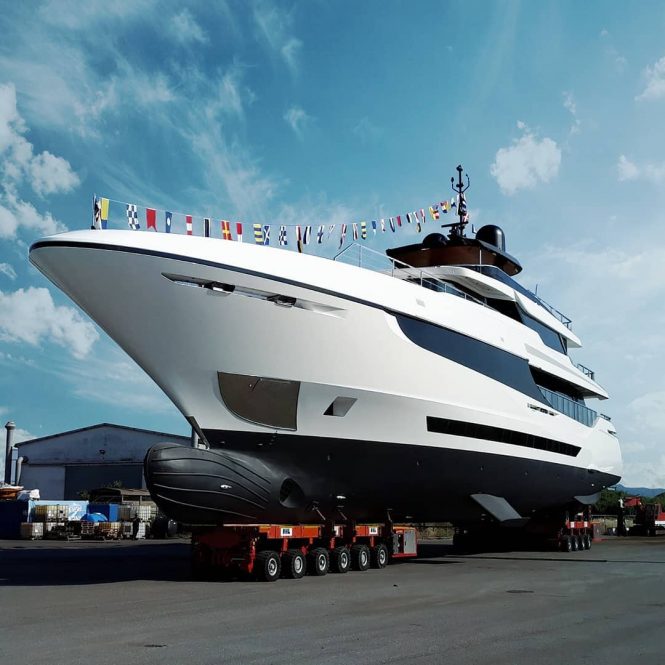 43m Superyacht Mangusta Oceano 43 launched at Overmarine