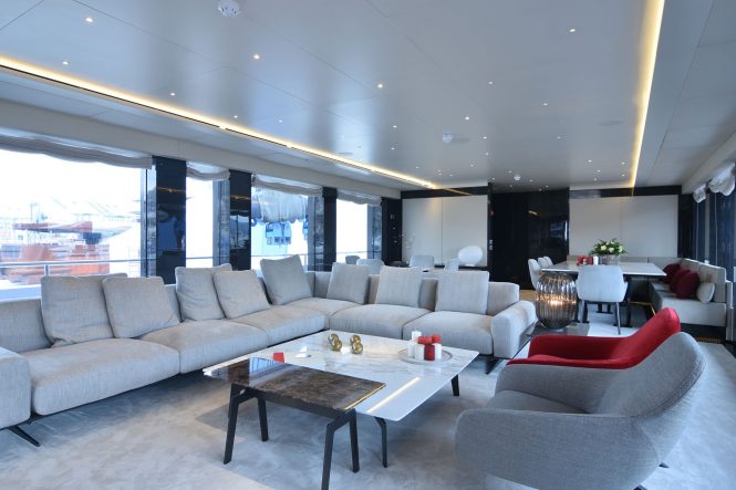 Modern saloon aboard MY EDEN