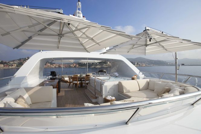 Sundeck offering plenty of space to relax with a Jacuzzi as main feature