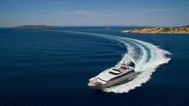 34m motor yacht ITHAKI offering 10% off Greek charter vacations