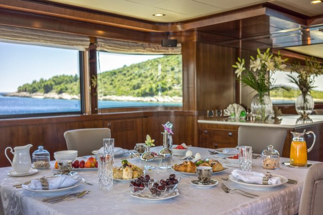 Breakfast in a luxurious setting aboard