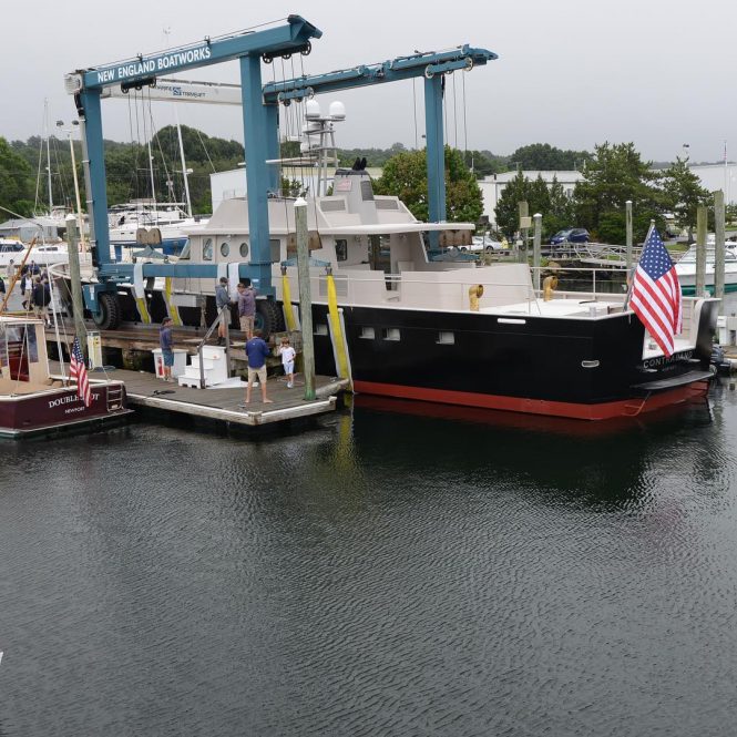 Motor yacht Contraband launched by New England Boatworks Inc