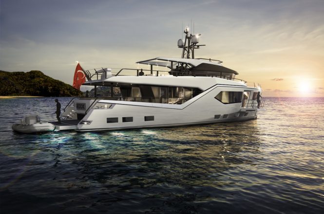 Evadne Yachts and Vripack collaboration expedition yacht Rock launched