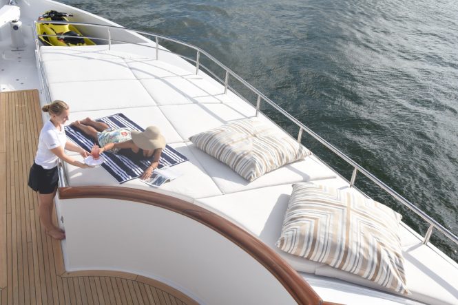 Great spaces for sunbathing throughout with excellent service from the crew