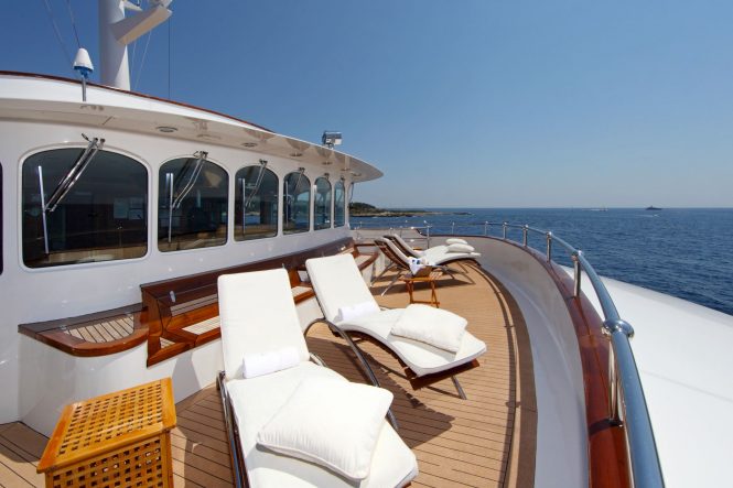 Plenty of room to relax on sun deck forward