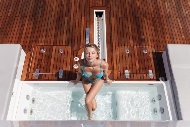 enjoying the Jacuzzi