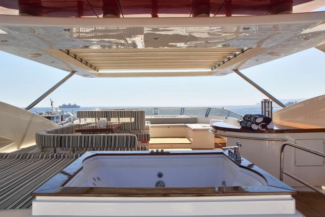 sun deck with Jacuzzi on board