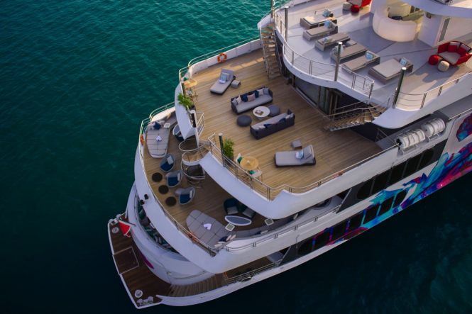 Aerial view of the aft decks