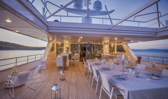 Dinner on the aft deck at sun set