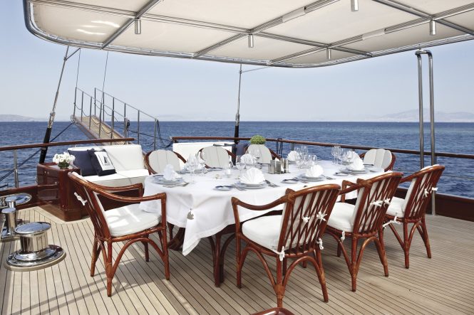 Aft deck dining area