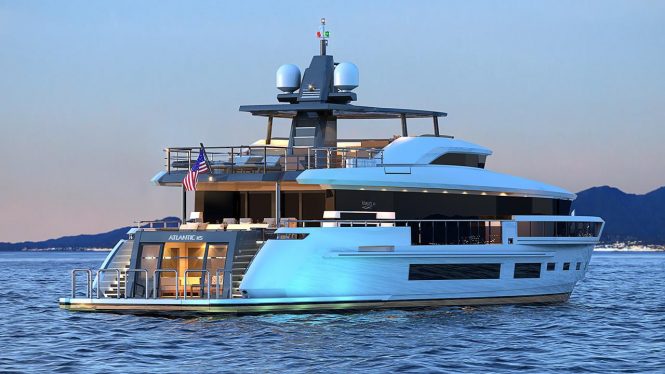 Heysea Atlantic 115 yacht aft view