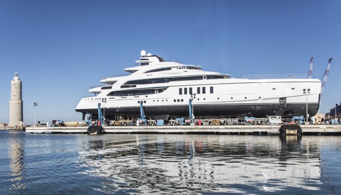 63m Luxury Yacht METIS hits water at Benetti in Italy