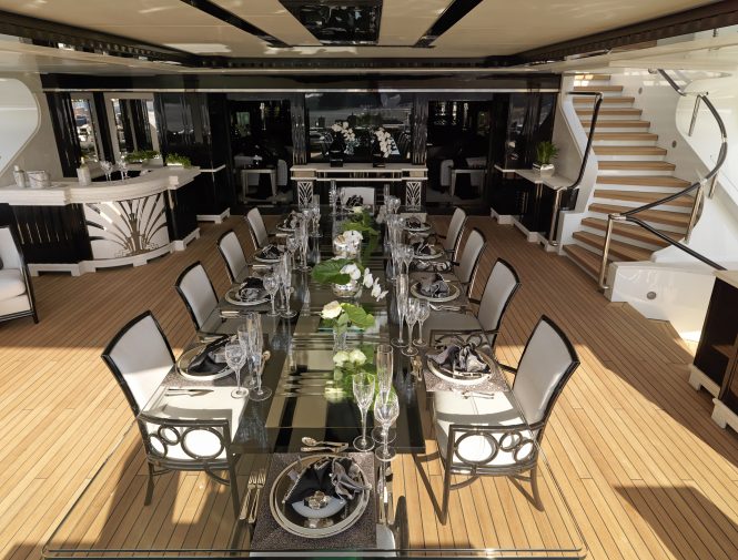 Beautiful dining area on the bridge deck