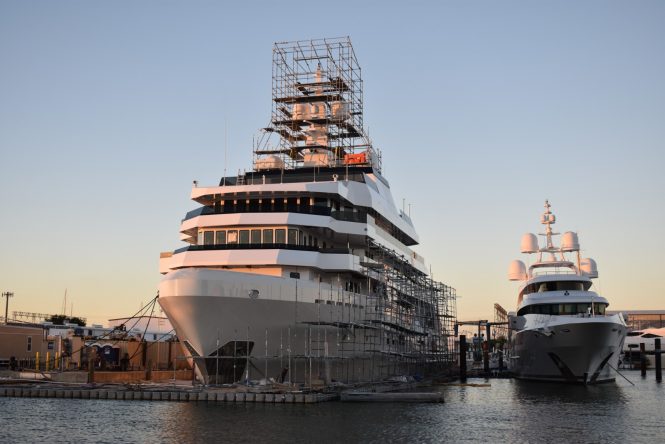 Expedition yacht Danah Voyager seen for the first time since starting conversion in 2015