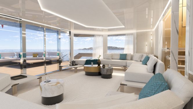 Interiors of the K47 yacht