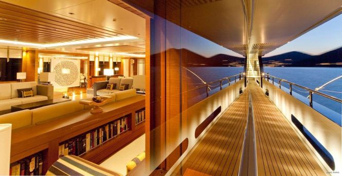 Main deck looking inside the saloon